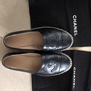 Chanel Black Lambskin Espadrilles